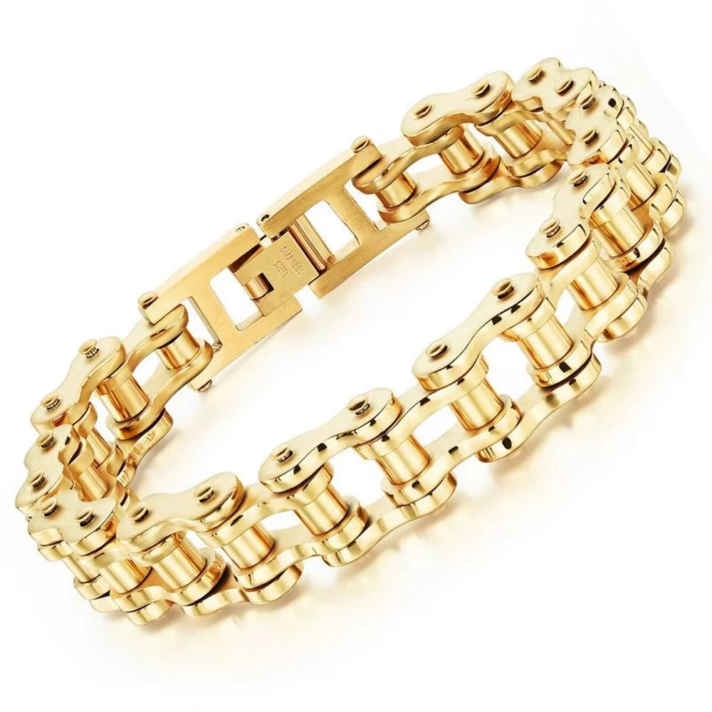 Punk Rock Biker 316L Stainless Steel Mens Bracelet Fashion Jewelry Bike Bicycle Chain Jewellery Pulsera Hombre Acero Inoxidable